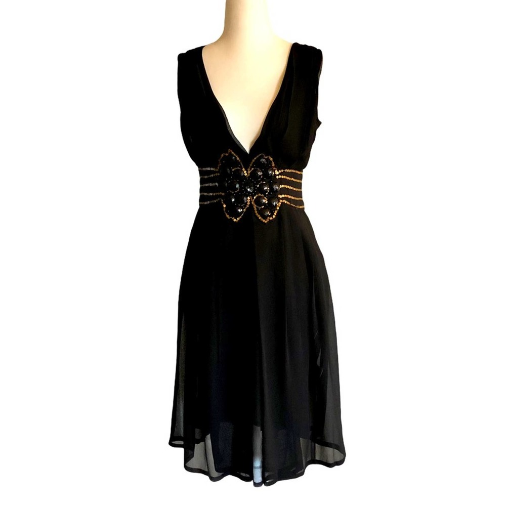 Antik Batik Embellished Black Dress Sz XS
